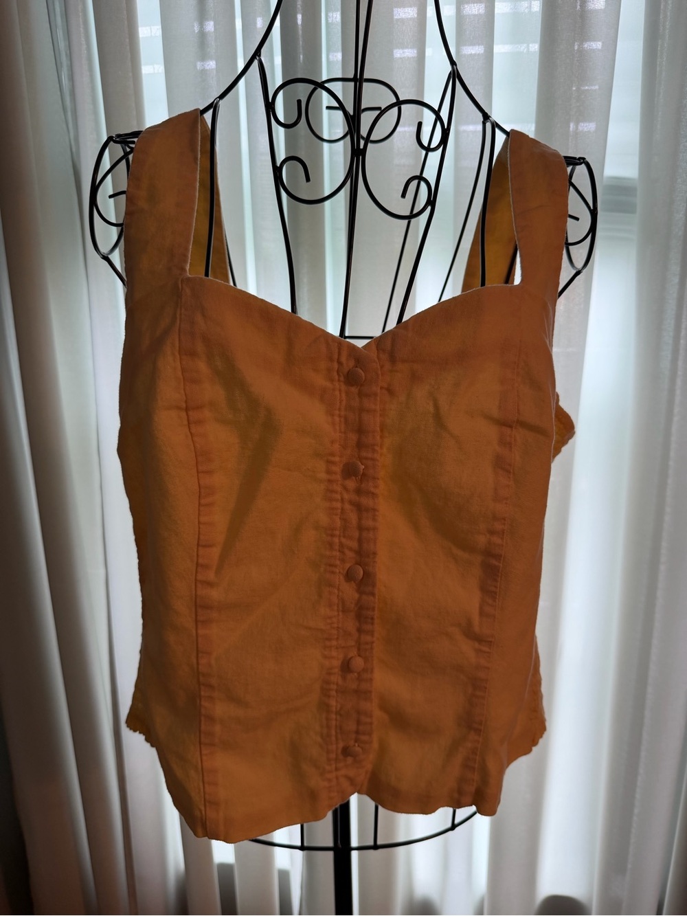 Old Navy Yellow Linen Blend Button-Front Corset Tank Top Size XL